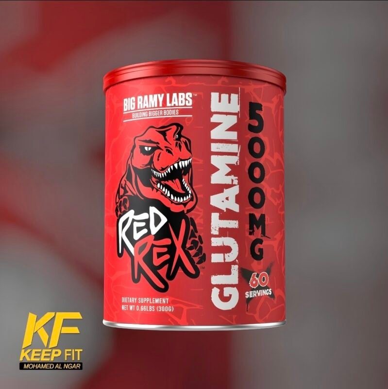 جلوتامين ريد ريكس بيج رامي ٣٠٠ جرام ٦٠ سكوب بدون طعم Glutamine red rex big ramy labs 300 gm 60 serv