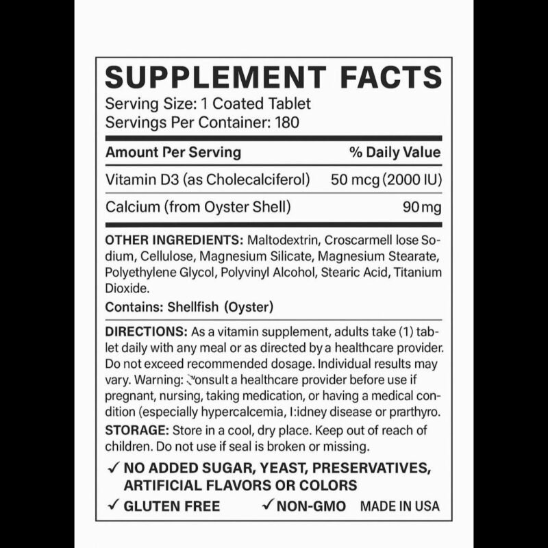 ⁦كالسيوم + فيتامين D3 ١٨٠ حبايه 
Calcium + D3 2000 IU 180 TAB SAMSAN⁩ - الصورة ⁦2⁩