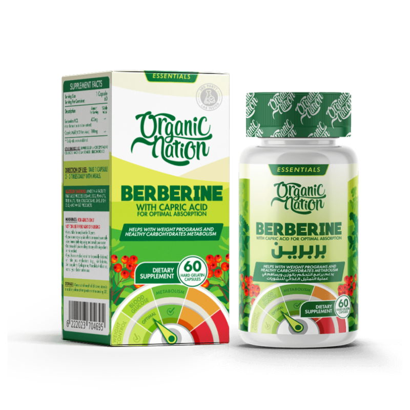 بربرين ٦٠ كبسوله اورجانيك نيشن 
Berberine 60Serv 60Caps organic nation